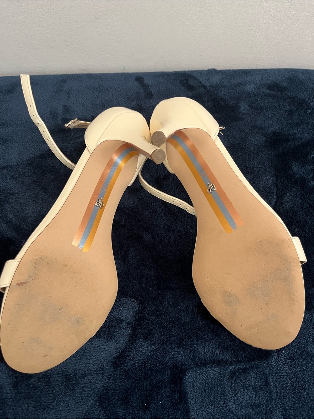 Sam Edelman Cream Ankle-Strap Heels - Picture 5 of 6